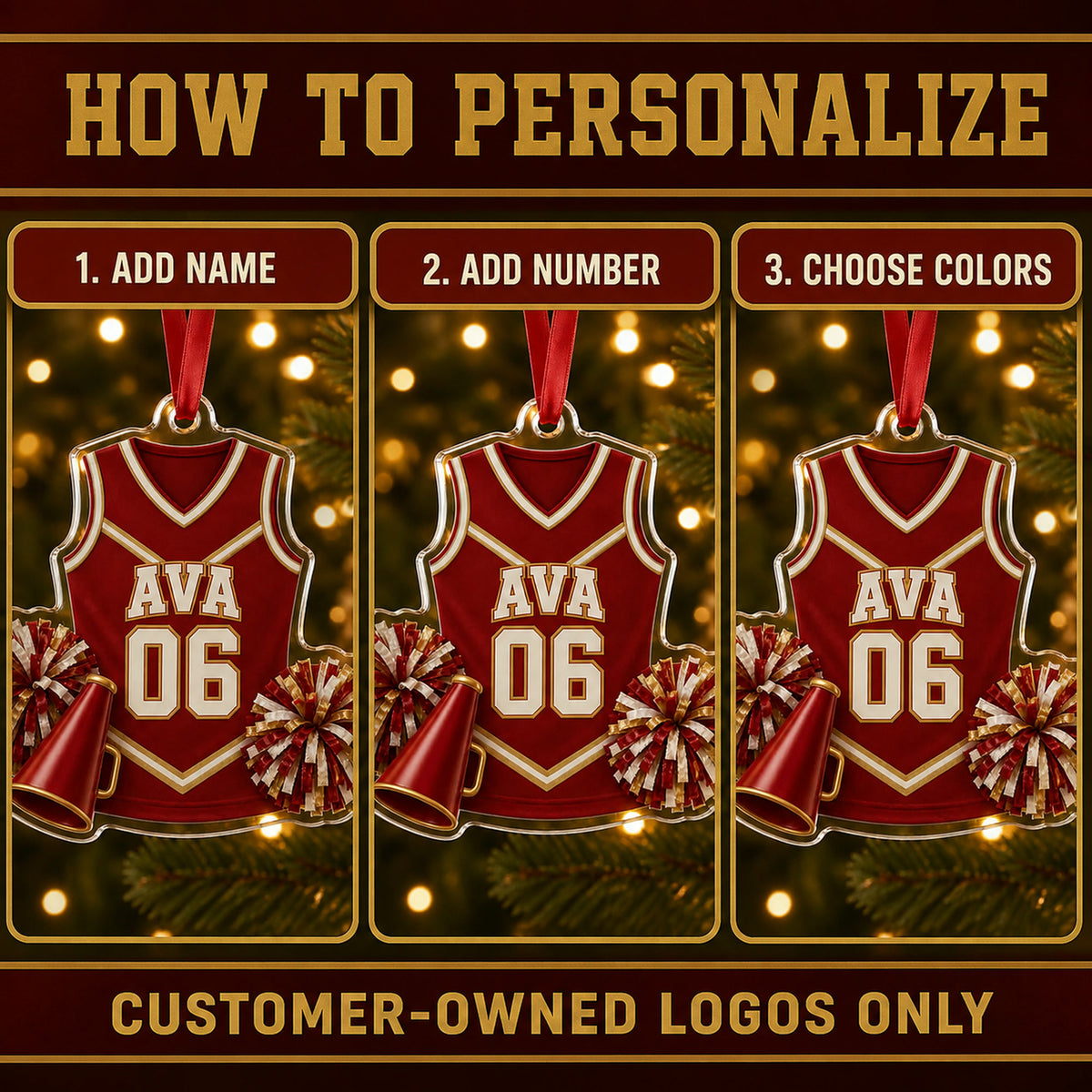 Personalized Cheerleading Jersey Acrylic Ornament - Custom Name and Number - image 5
