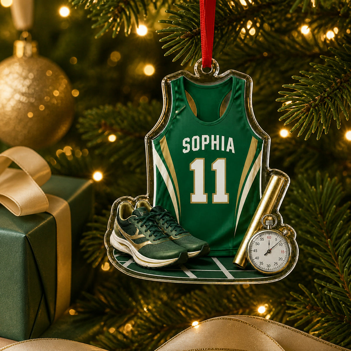 Personalized Track and Field Jersey Acrylic Ornament - Custom Name and Number - image 2