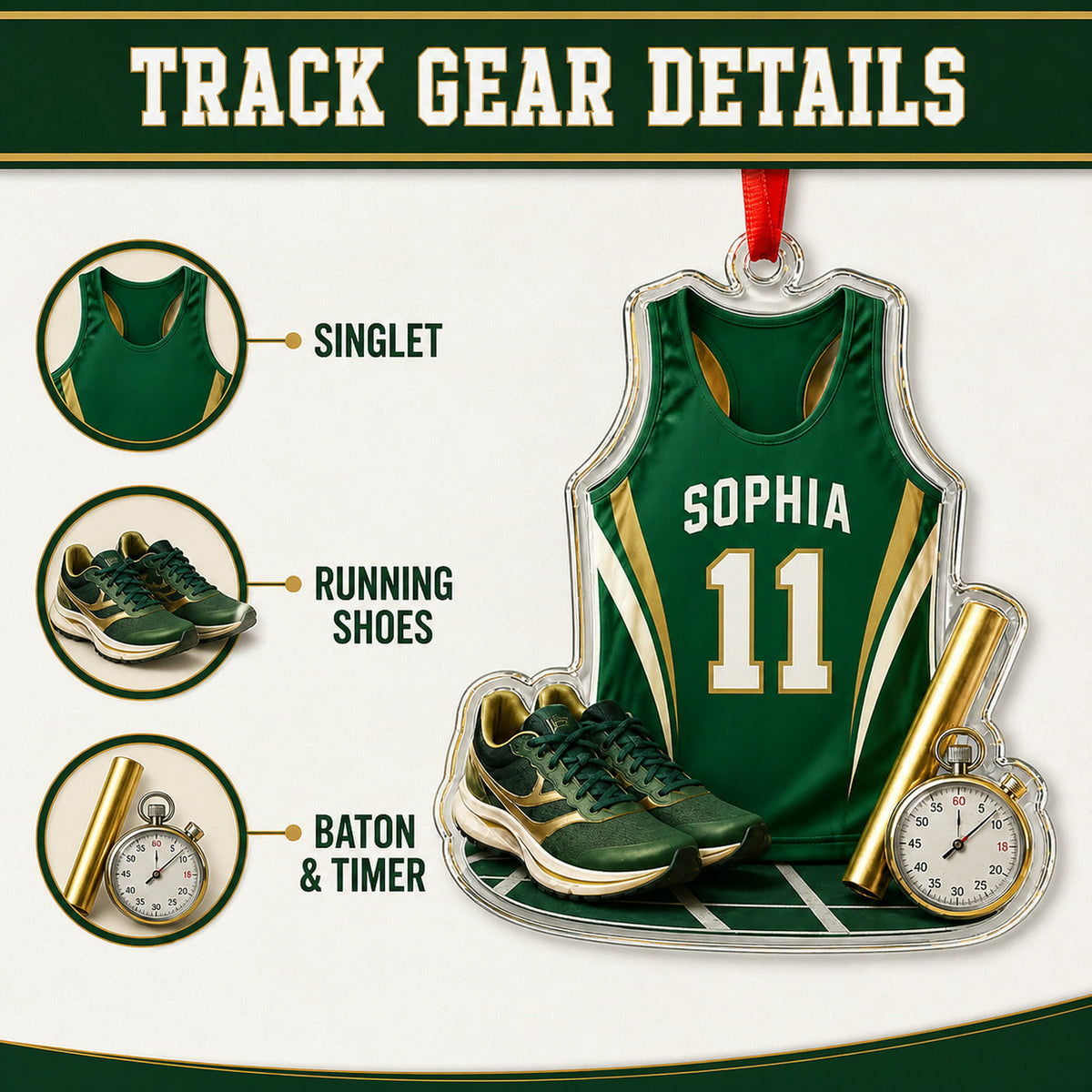 Personalized Track and Field Jersey Acrylic Ornament - Custom Name and Number - image 4