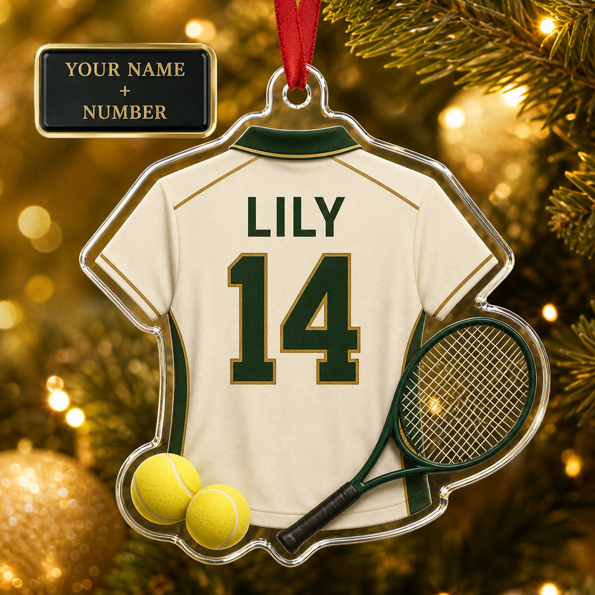 Personalized Tennis Jersey Acrylic Ornament - Custom Name and Number - image 1