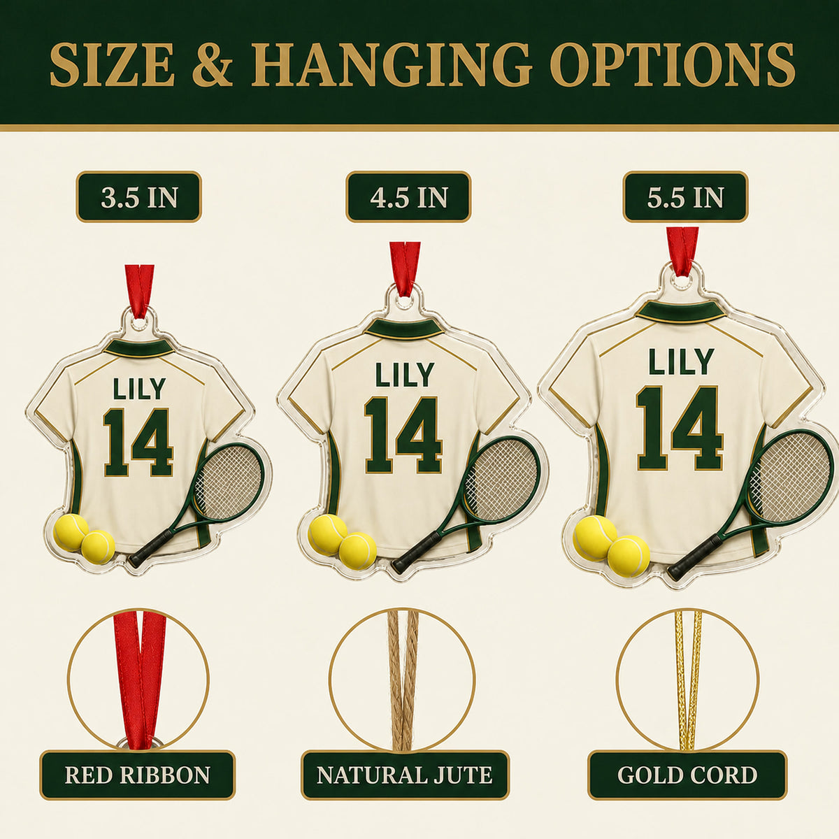 Personalized Tennis Jersey Acrylic Ornament - Custom Name and Number - image 7