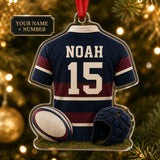 Personalized Rugby Jersey Acrylic Ornament - Custom Name and Number - image 1