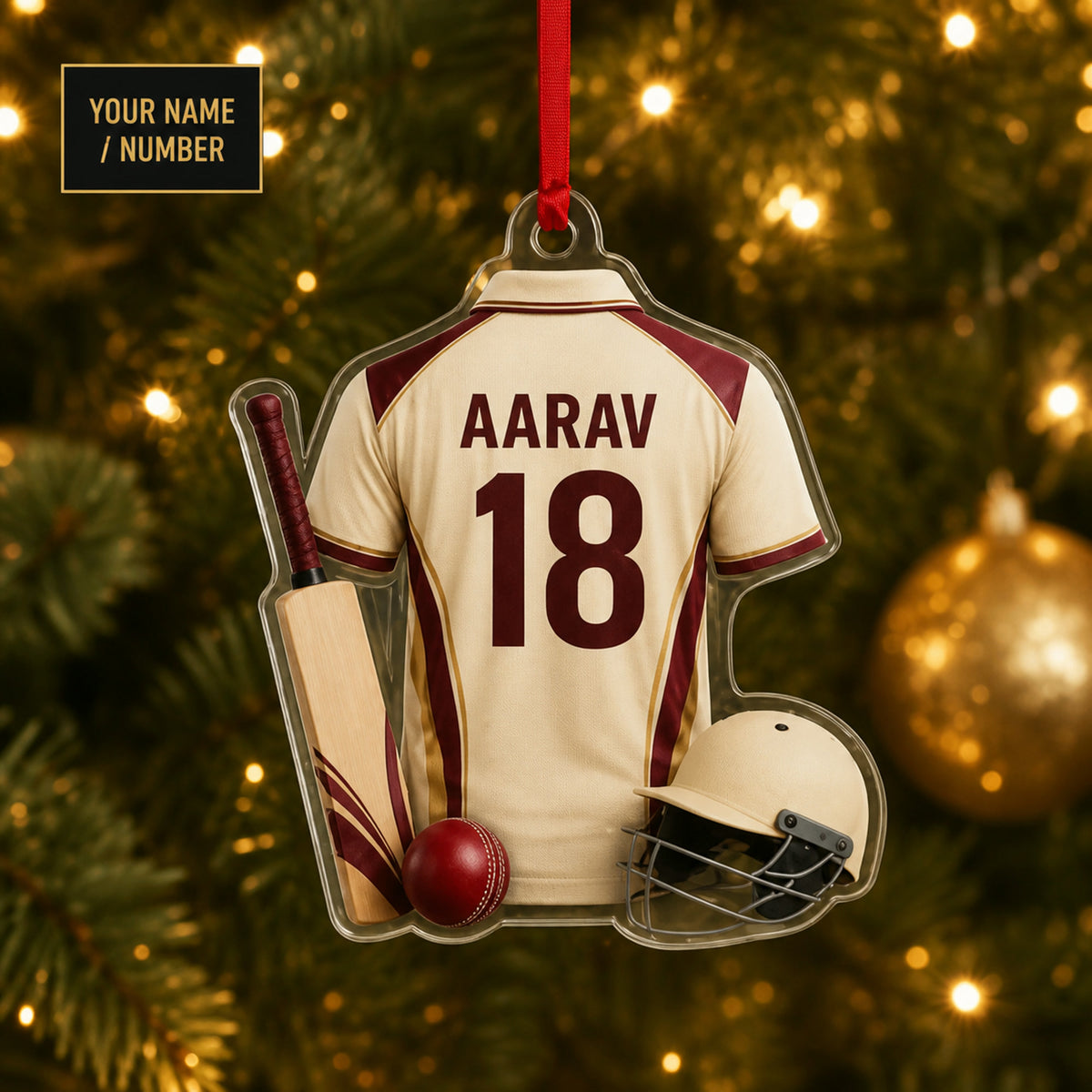 Personalized Cricket Jersey Acrylic Ornament - Custom Name and Number - image 1