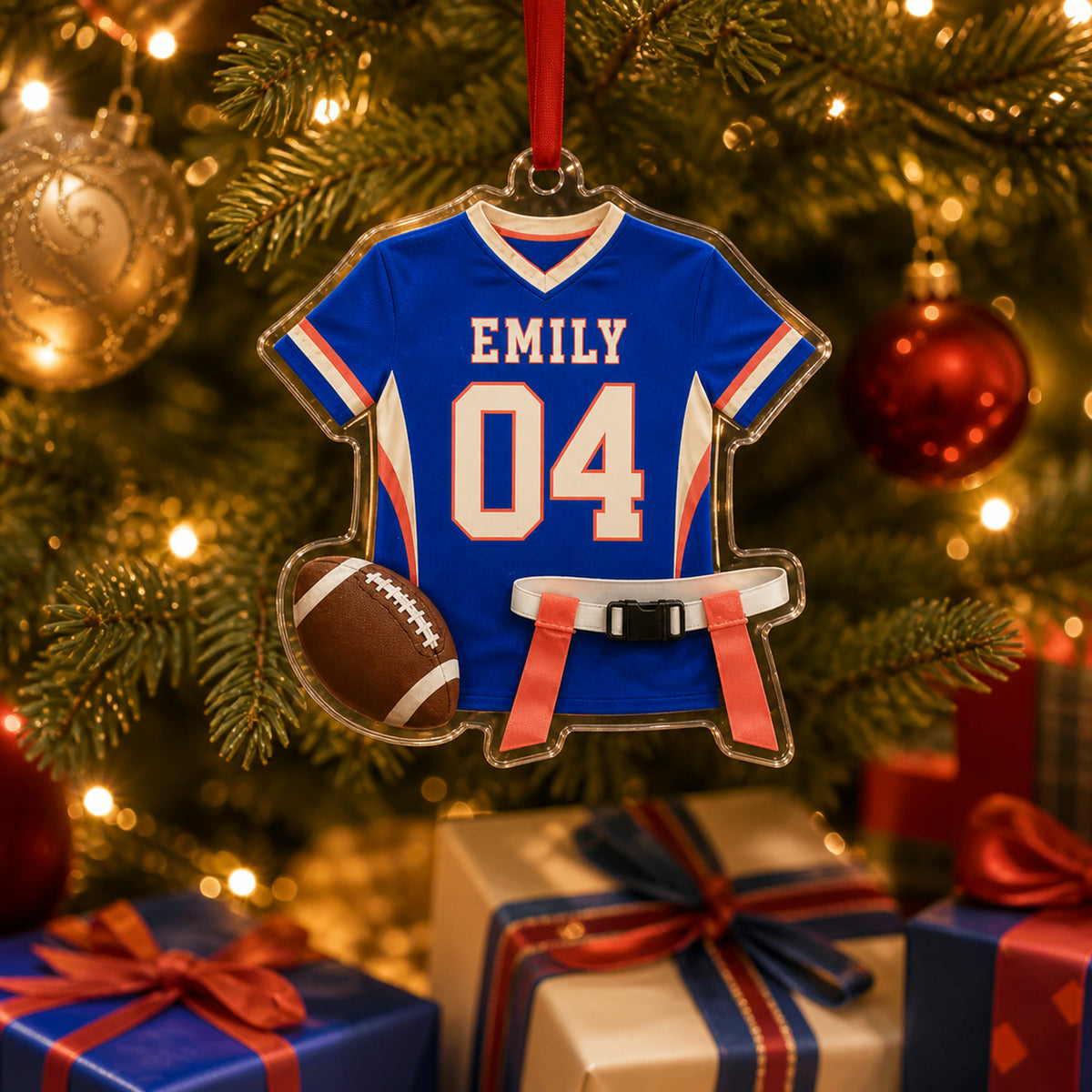 Personalized Girls Flag Football Jersey Acrylic Ornament - Custom Name and Number - image 2