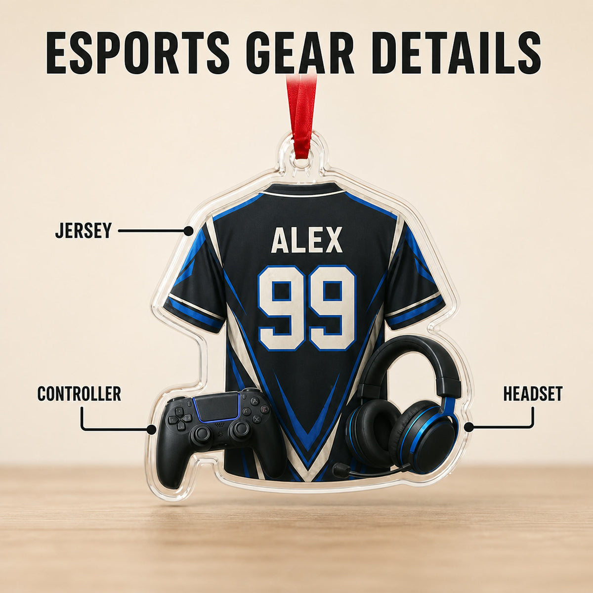 Personalized Esports Jersey Acrylic Ornament - Custom Name and Number - image 4