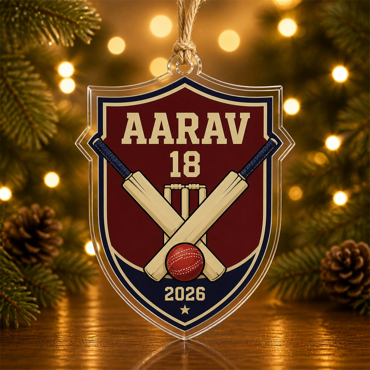 Personalized Cricket Photo Acrylic Ornament - Custom Athlete Christmas Keepsake - image 2