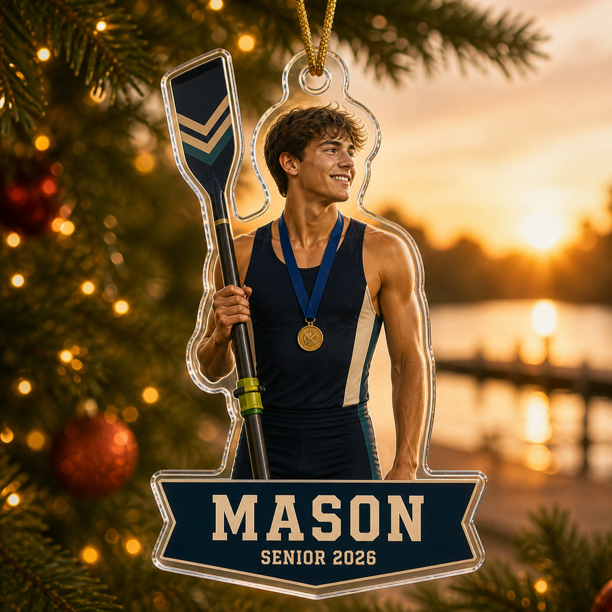 Personalized Rowing Crew Photo Acrylic Ornament - Custom Athlete Christmas Keepsake - image 4
