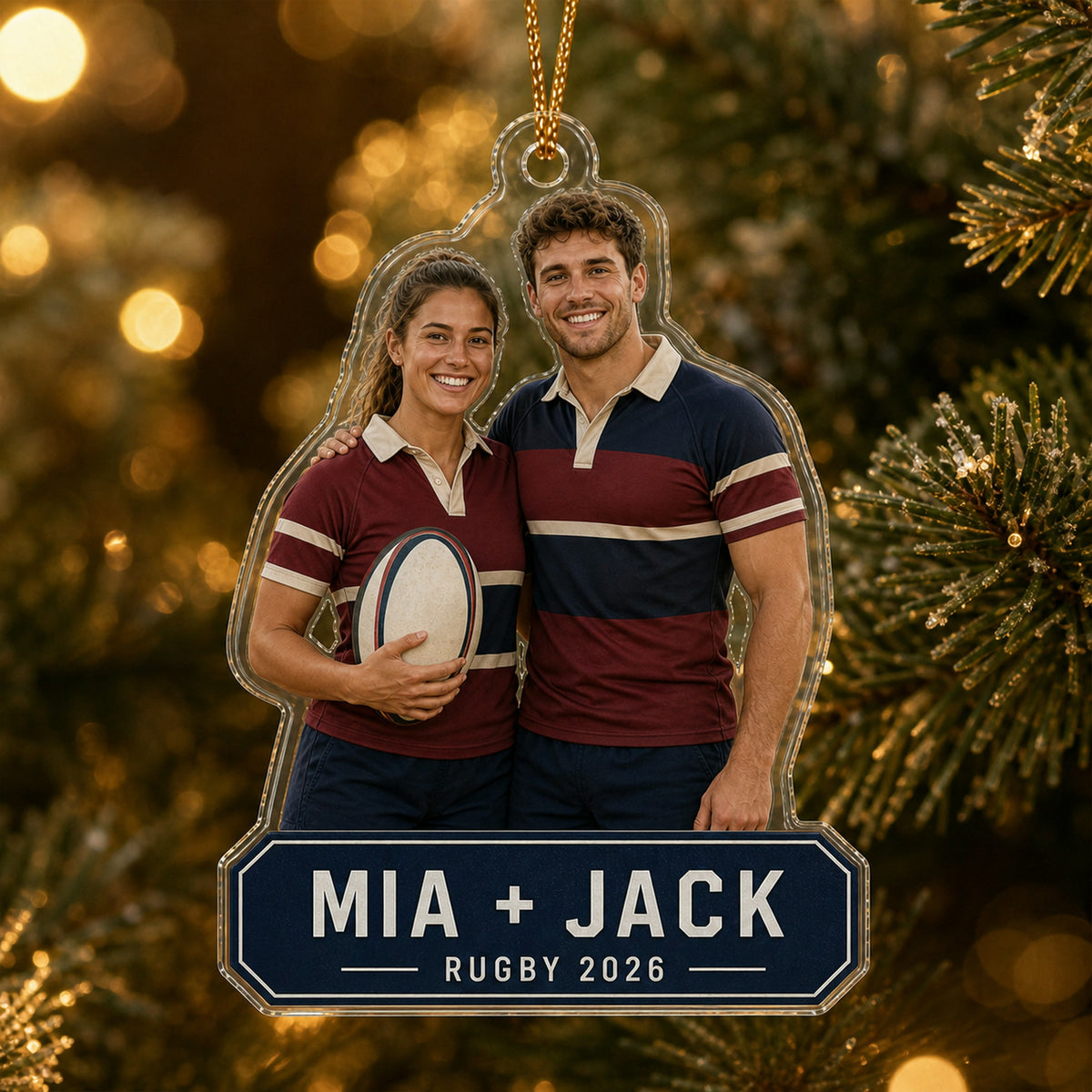 Personalized Rugby Photo Acrylic Ornament - Custom Athlete Christmas Keepsake - image 3