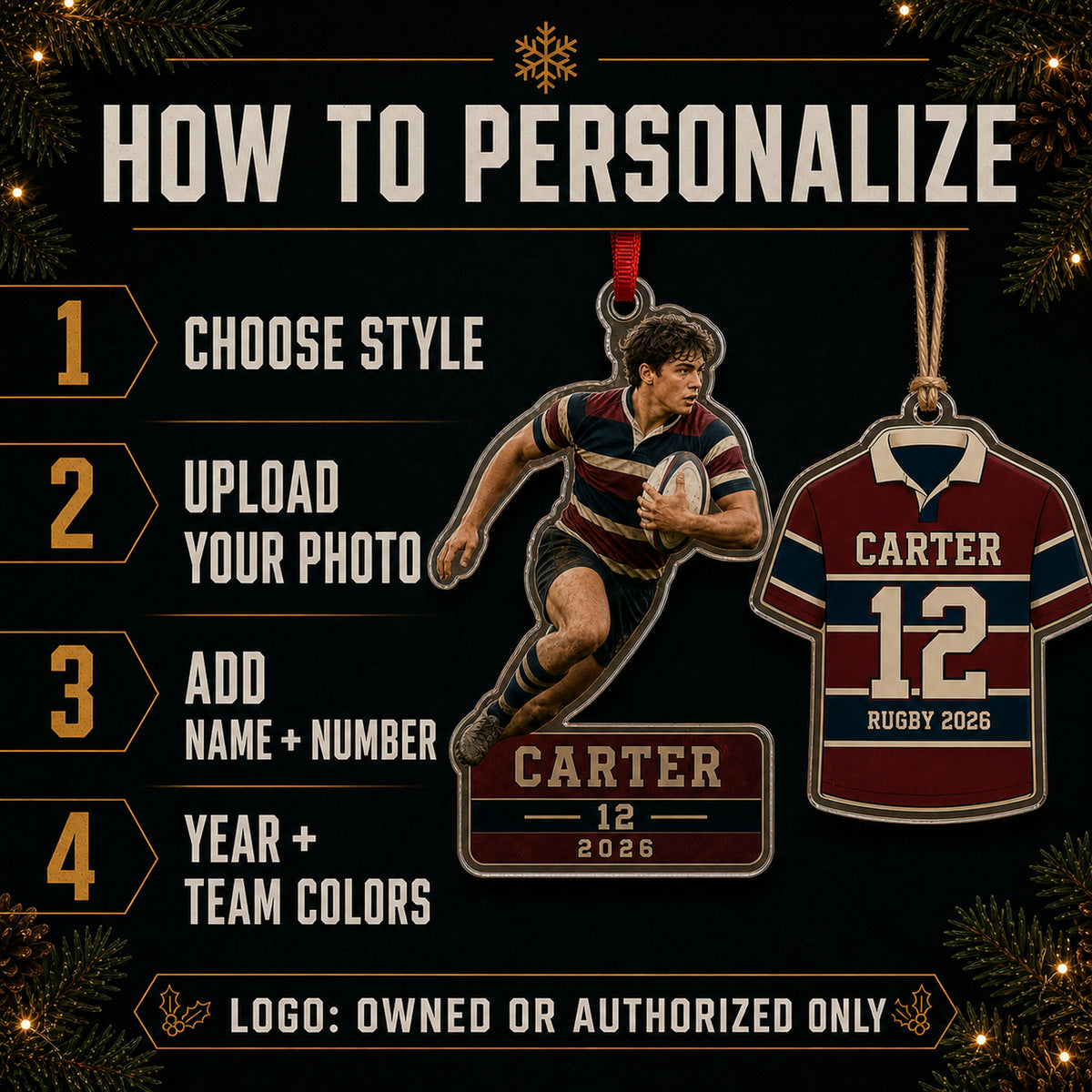 Personalized Rugby Photo Acrylic Ornament - Custom Athlete Christmas Keepsake - image 5
