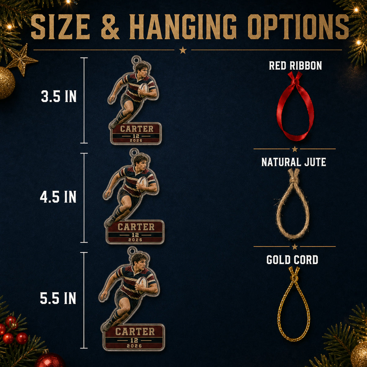 Personalized Rugby Photo Acrylic Ornament - Custom Athlete Christmas Keepsake - image 7