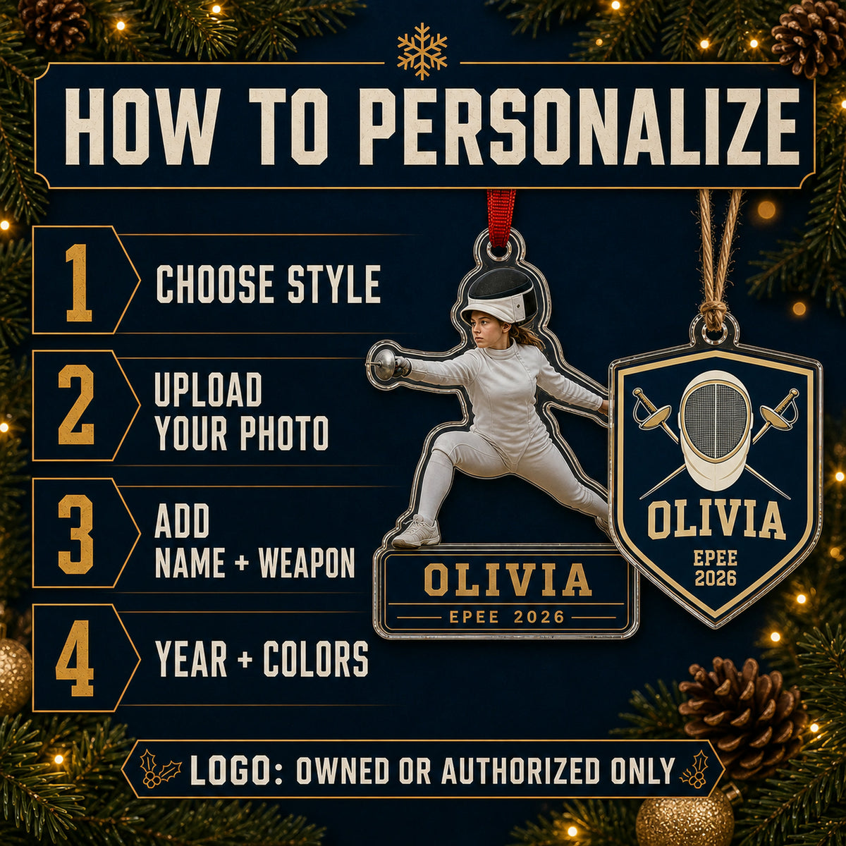 Personalized Fencing Photo Acrylic Ornament - Custom Athlete Christmas Keepsake - image 5