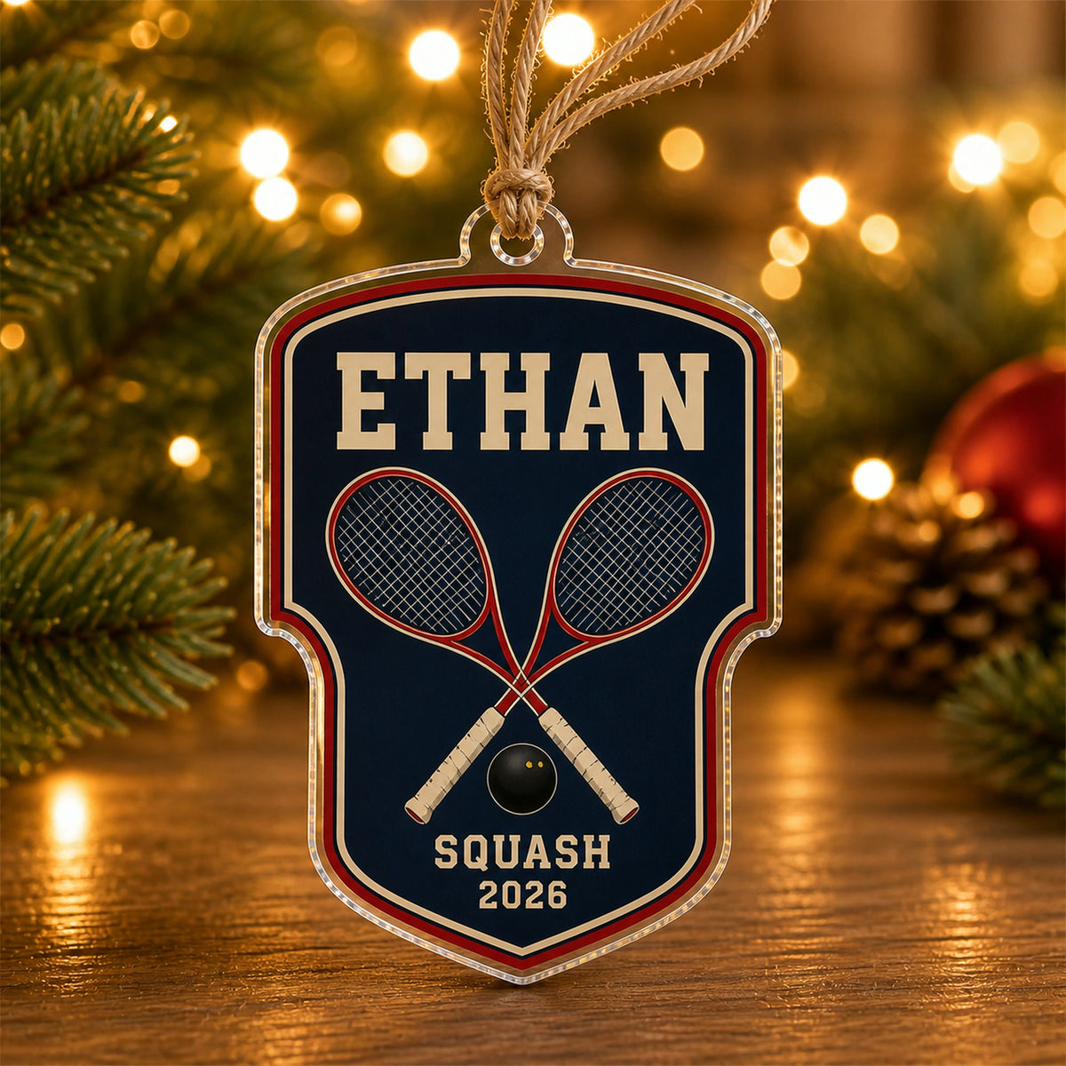 Personalized Squash Photo Acrylic Ornament - Custom Athlete Christmas Keepsake - image 2