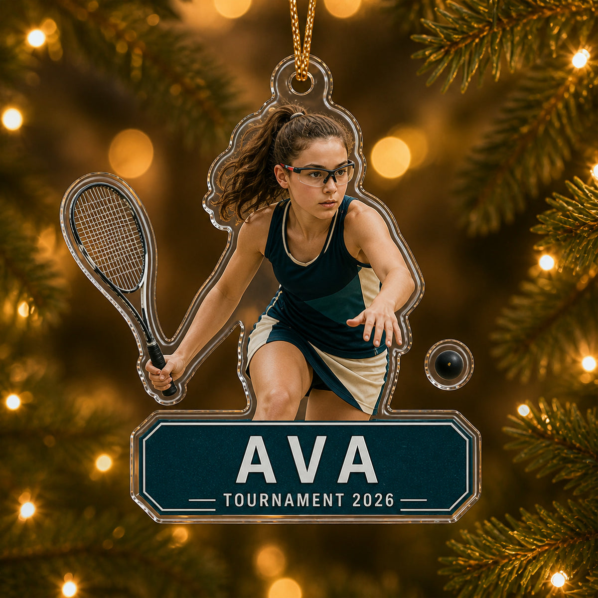 Personalized Squash Photo Acrylic Ornament - Custom Athlete Christmas Keepsake - image 3