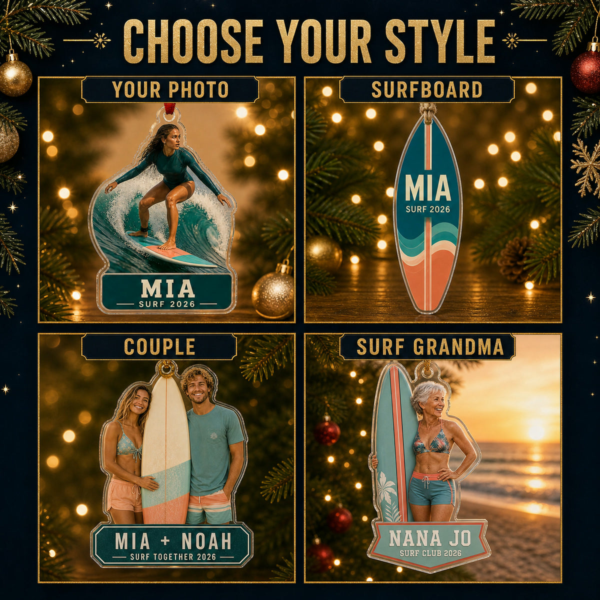 Personalized Surfing Photo Acrylic Ornament - Custom Athlete Christmas Keepsake - image 8