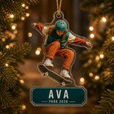 Personalized Skateboarding Photo Acrylic Ornament - Custom Athlete Christmas Keepsake - image 3