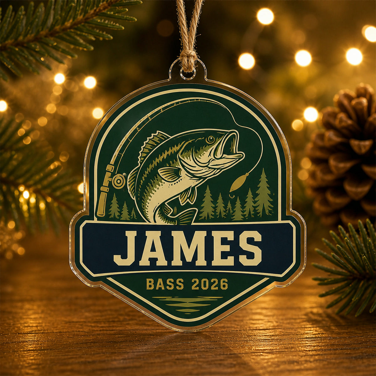Personalized Bass Fishing Photo Acrylic Ornament - Custom Athlete Christmas Keepsake - image 2