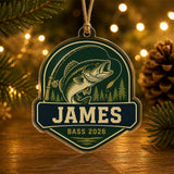 Personalized Bass Fishing Photo Acrylic Ornament - Custom Athlete Christmas Keepsake - image 2