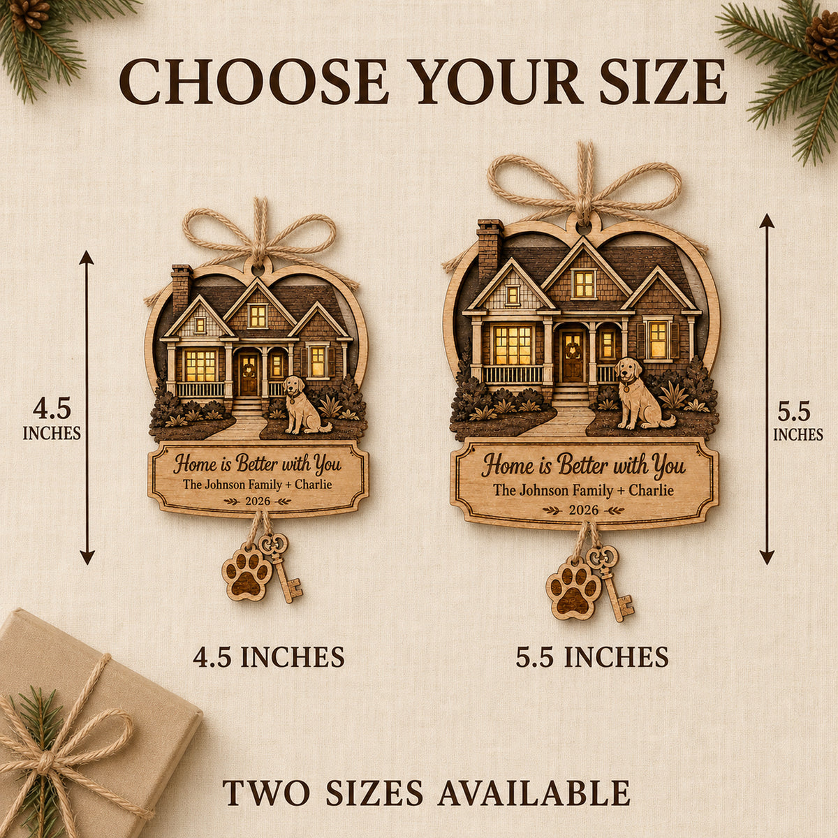 Personalized Home Better With You Wood Ornament - Custom Keepsake - image 4