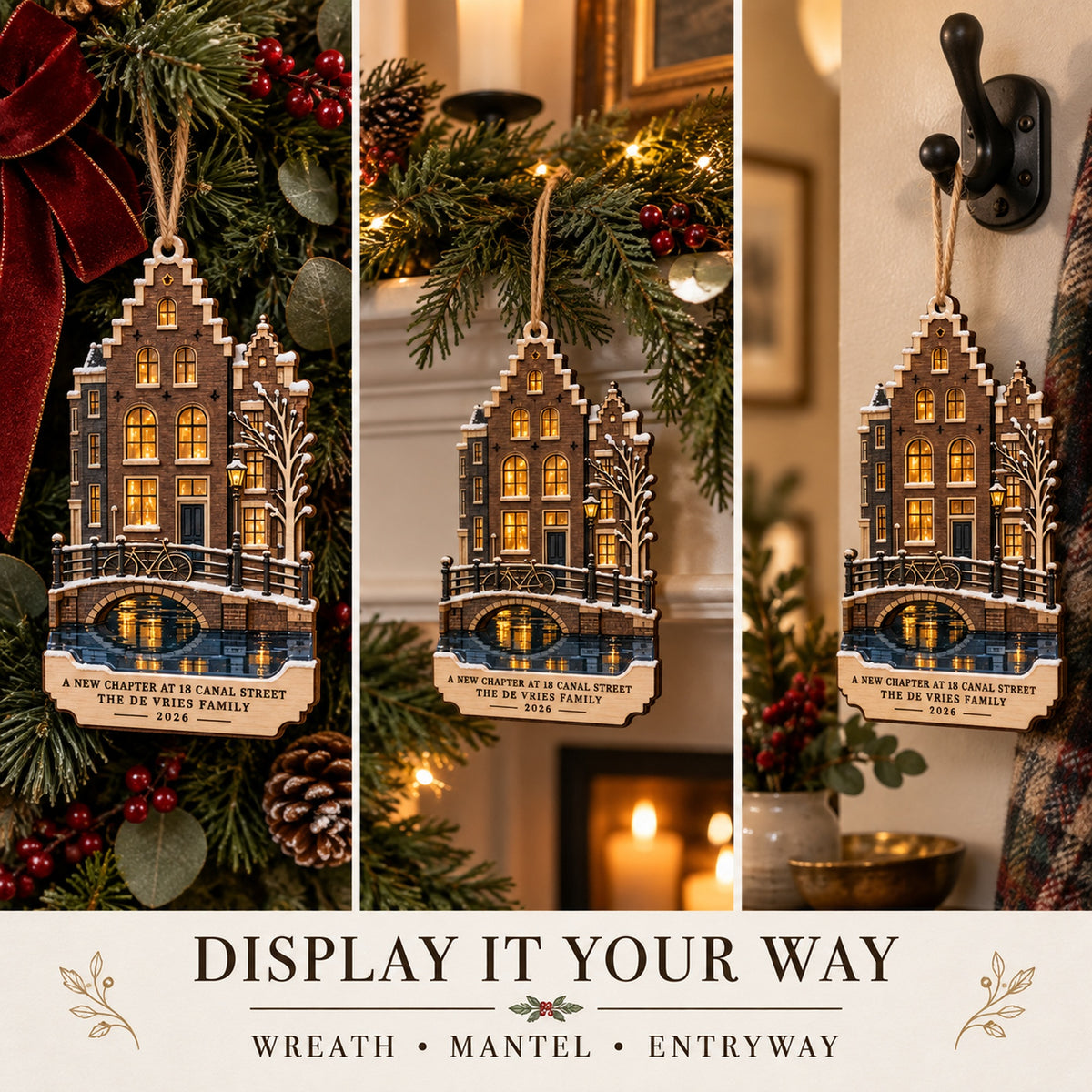 Personalized Amsterdam Canal Christmas Wood Ornament - Custom Keepsake - image 6