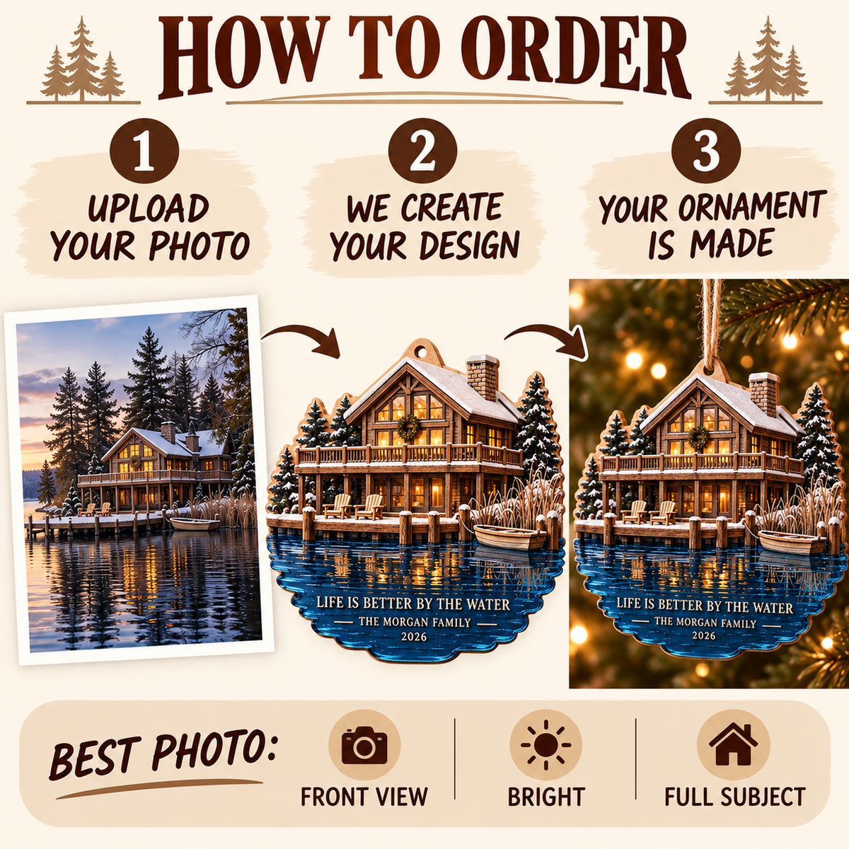 Personalized Home On The Water Wood Ornament - Custom Keepsake - image 5