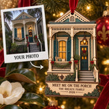 Personalized Christmas On The Porch Wood Ornament - Custom Keepsake - image 1