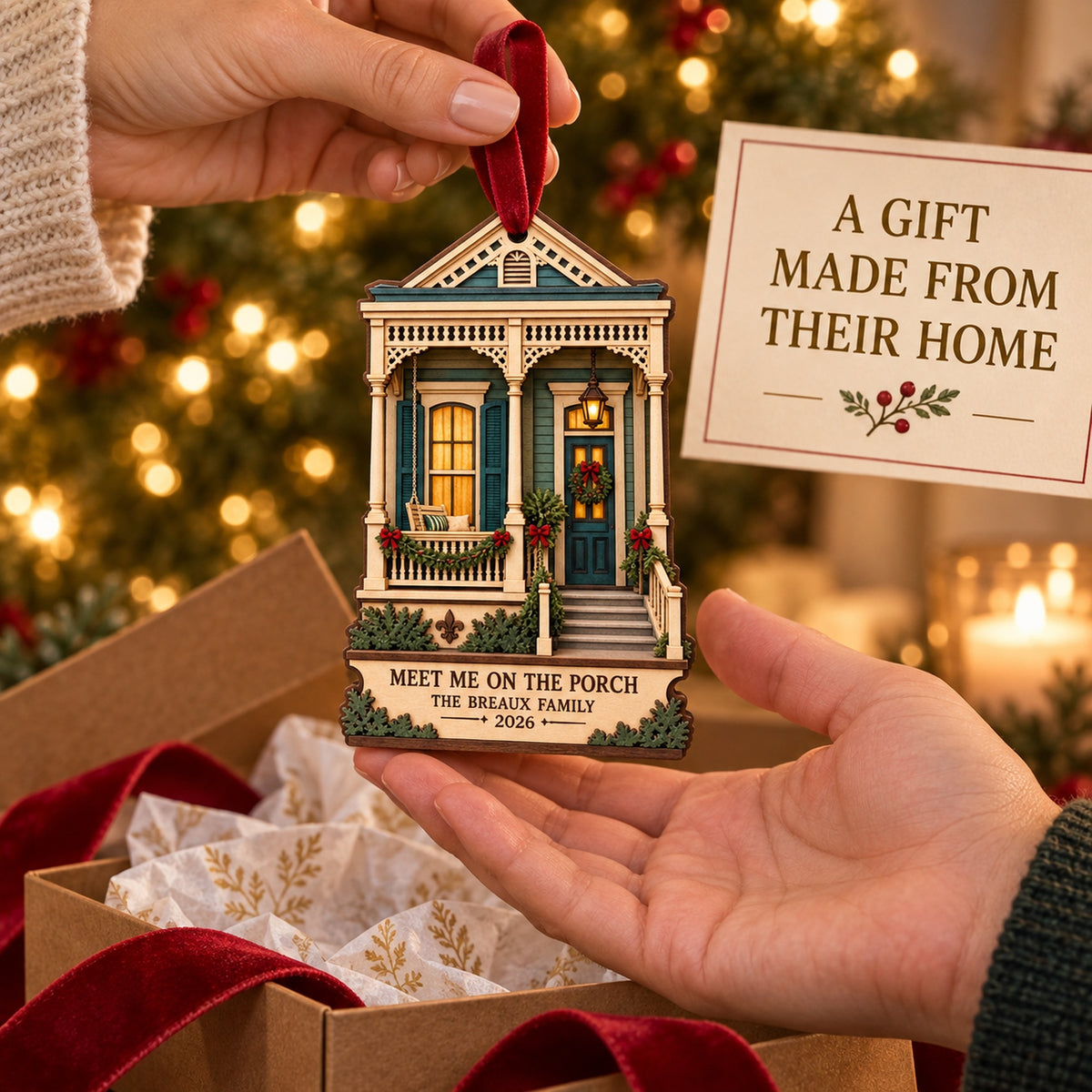 Personalized Christmas On The Porch Wood Ornament - Custom Keepsake - image 3