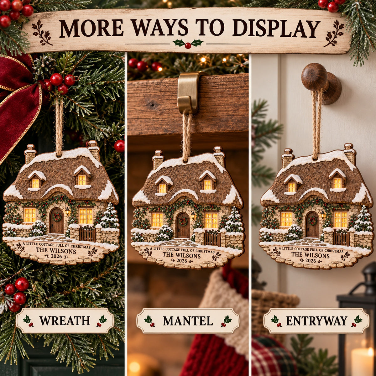 Personalized English Thatched Cottage Wood Ornament - Custom Keepsake - image 5