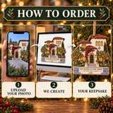 Personalized Mediterranean Villa Christmas Wood Ornament - Custom Keepsake - image 4