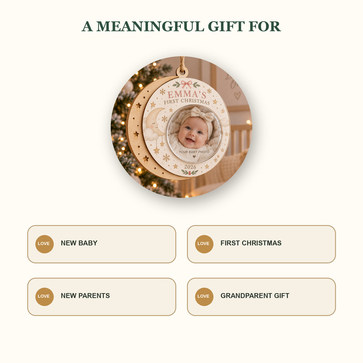 Personalized Baby First Christmas Wood Ornament - Custom Keepsake - image 8