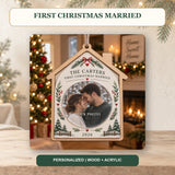 Personalized First Christmas Married Wood Ornament - Custom Keepsake - image 2