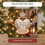Personalized Engagement Ring Wood Ornament - Custom Keepsake - image 6