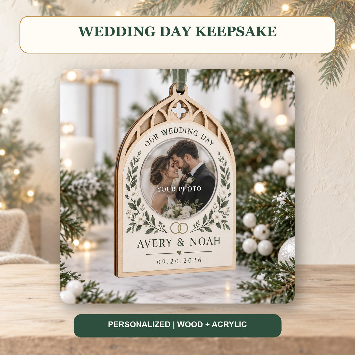 Personalized Wedding Day Wood Ornament - Custom Keepsake - image 2