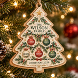 Personalized Family Names Tree Wood Ornament - Custom Keepsake - image 1