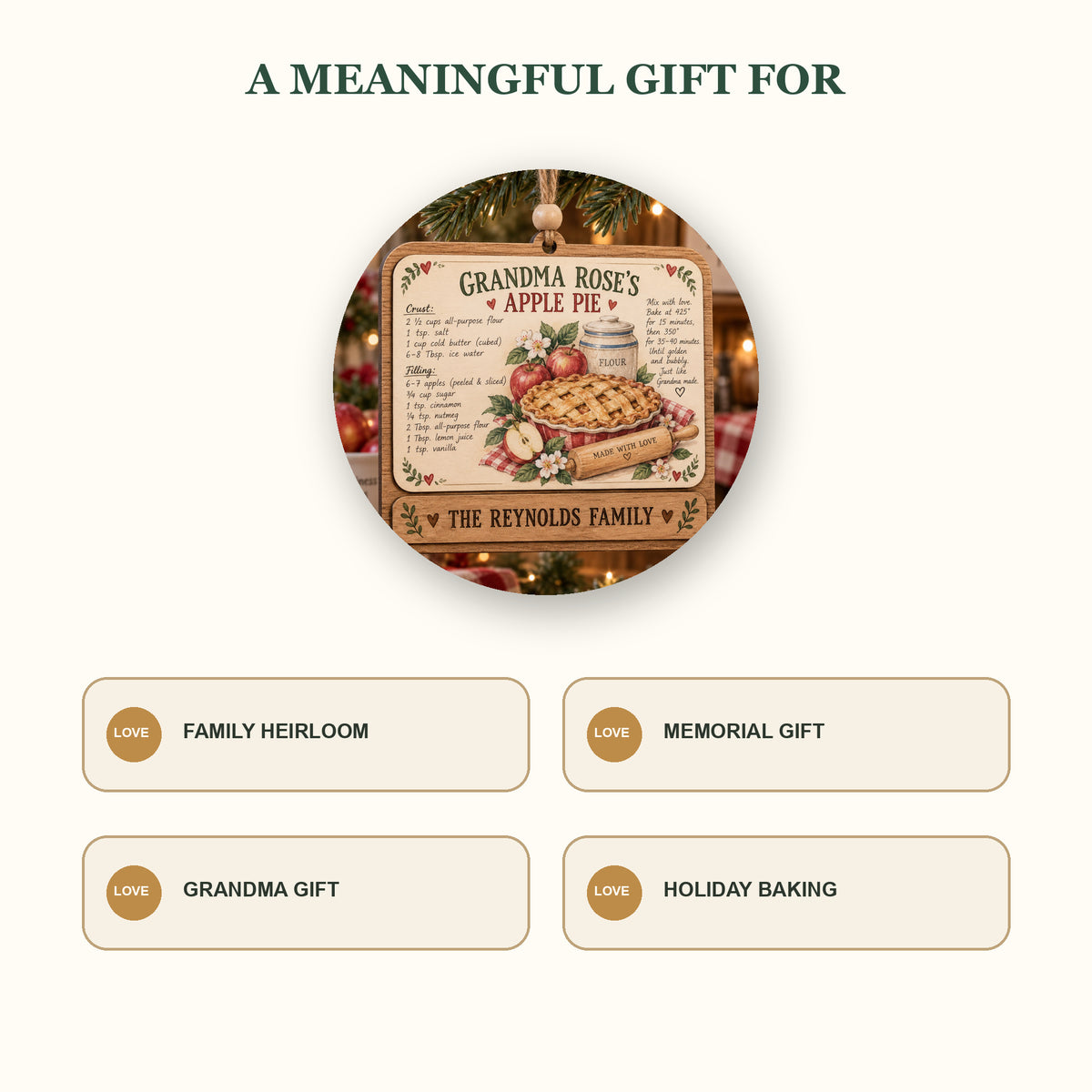 Personalized Handwritten Recipe Wood Ornament - Custom Keepsake - image 8