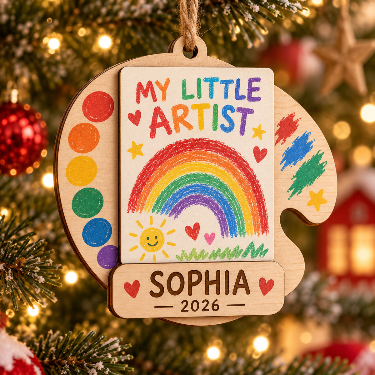Personalized Child Artwork Wood Ornament - Custom Keepsake - image 1
