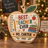 Personalized Teacher Wood Ornament - Custom Keepsake - image 1