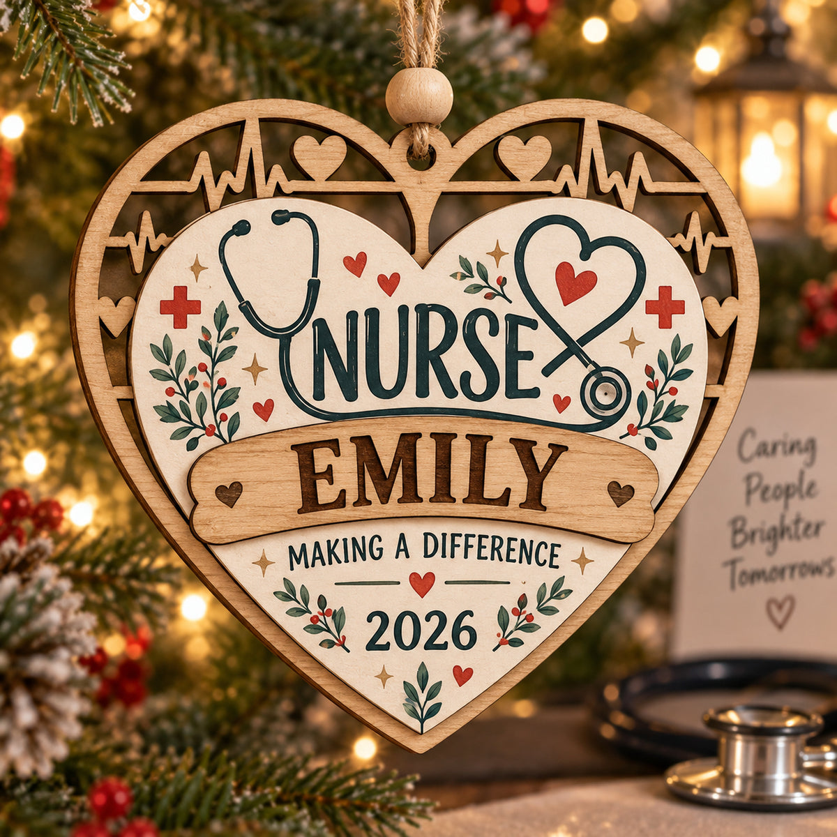 Personalized Nurse Wood Ornament - Custom Keepsake - image 1