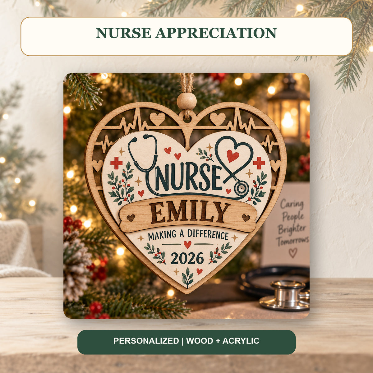 Personalized Nurse Wood Ornament - Custom Keepsake - image 2