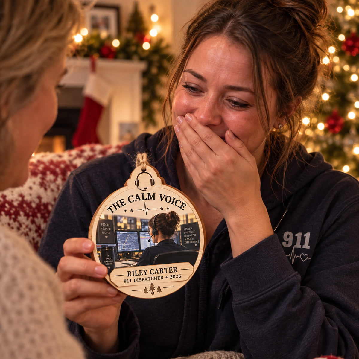 Personalized 911 Dispatcher Wood Ornament - Custom Keepsake - image 3