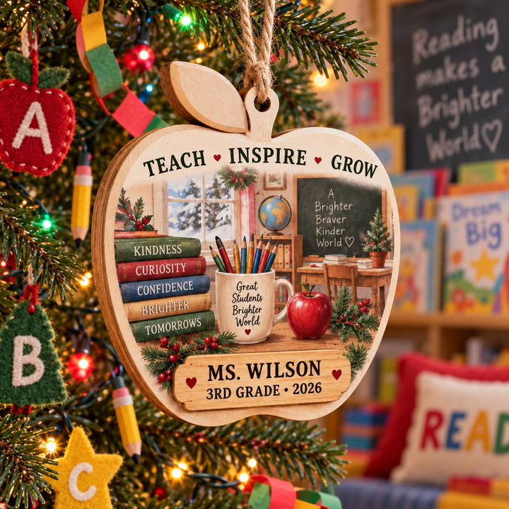 Personalized Teacher Wood Ornament - Custom Keepsake - image 1