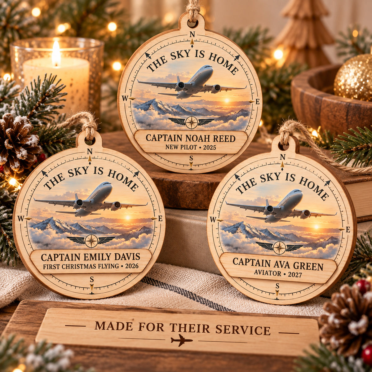Personalized Airline Pilot Wood Ornament - Custom Keepsake - image 2