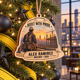 Personalized Construction Worker Wood Ornament - Custom Keepsake - image 1