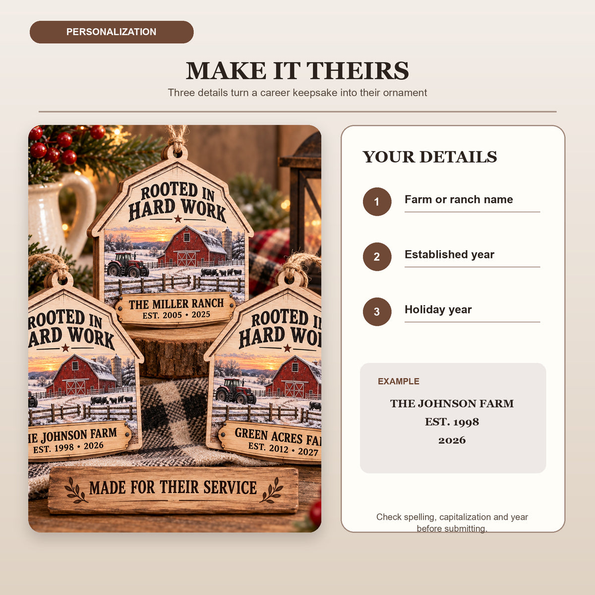 Personalized Farmer Rancher Wood Ornament - Custom Keepsake - image 5