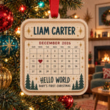 Personalized Birth Date Calendar Wood Ornament - Custom Keepsake - image 1