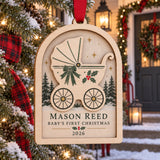 Personalized Stroller First Christmas Wood Ornament - Custom Keepsake - image 1