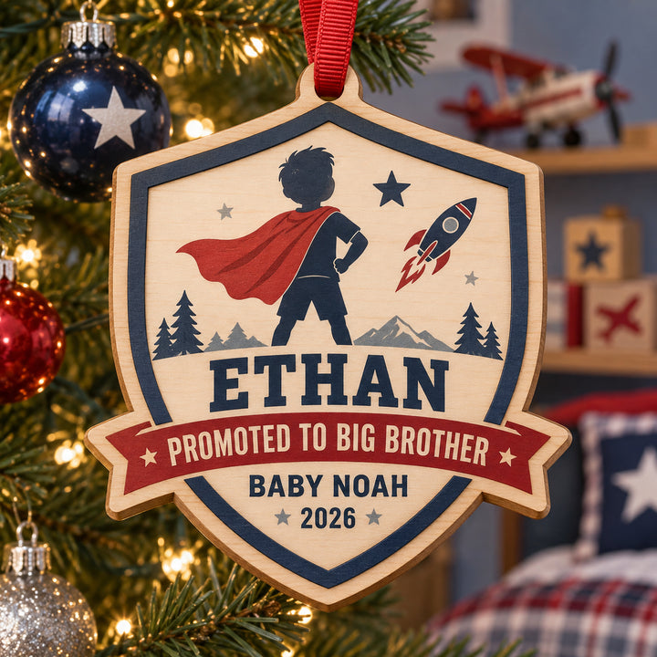 Personalized Promoted Big Brother Wood Ornament - Custom Keepsake - image 1