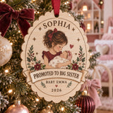 Personalized Promoted Big Sister Wood Ornament - Custom Keepsake - image 1