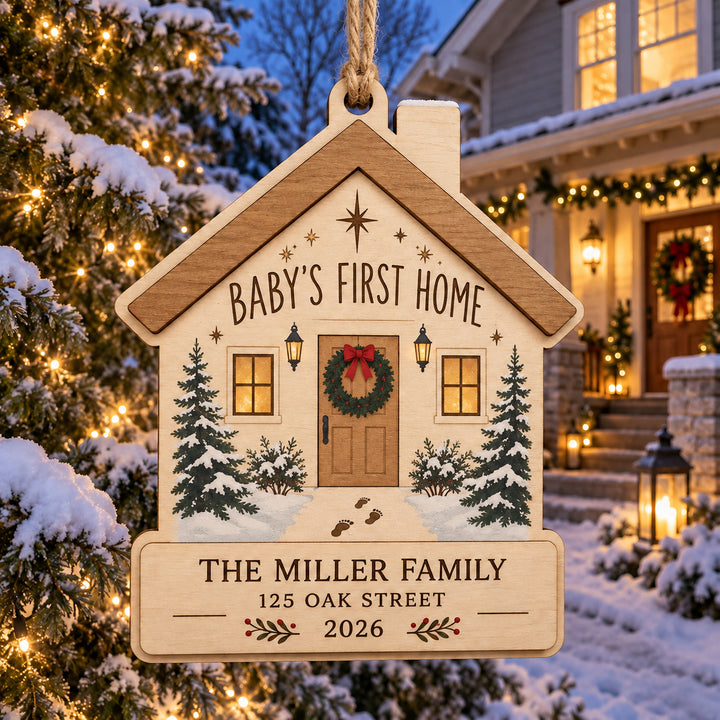 Personalized Babys First Home Wood Ornament - Custom Keepsake - image 1