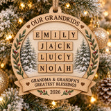 Personalized Grandkids Crossword Wood Ornament - Custom Keepsake - image 1