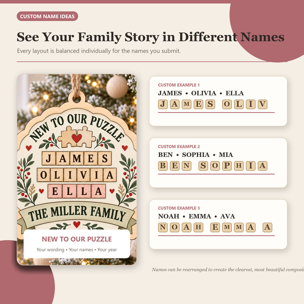 Personalized New Baby Puzzle Wood Ornament - Custom Keepsake - image 2